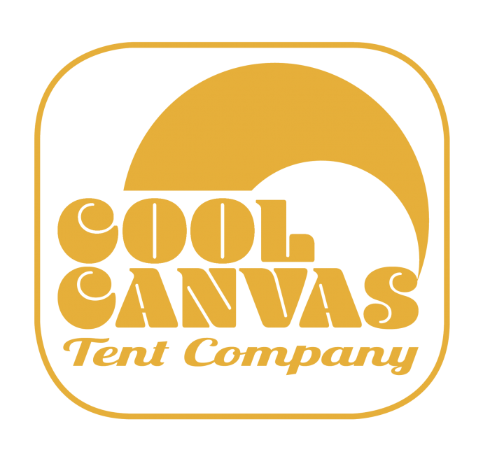 Canvas bell tents and matching awnings