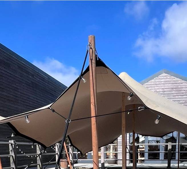 Stretch tent rigging - 3 point bridal
